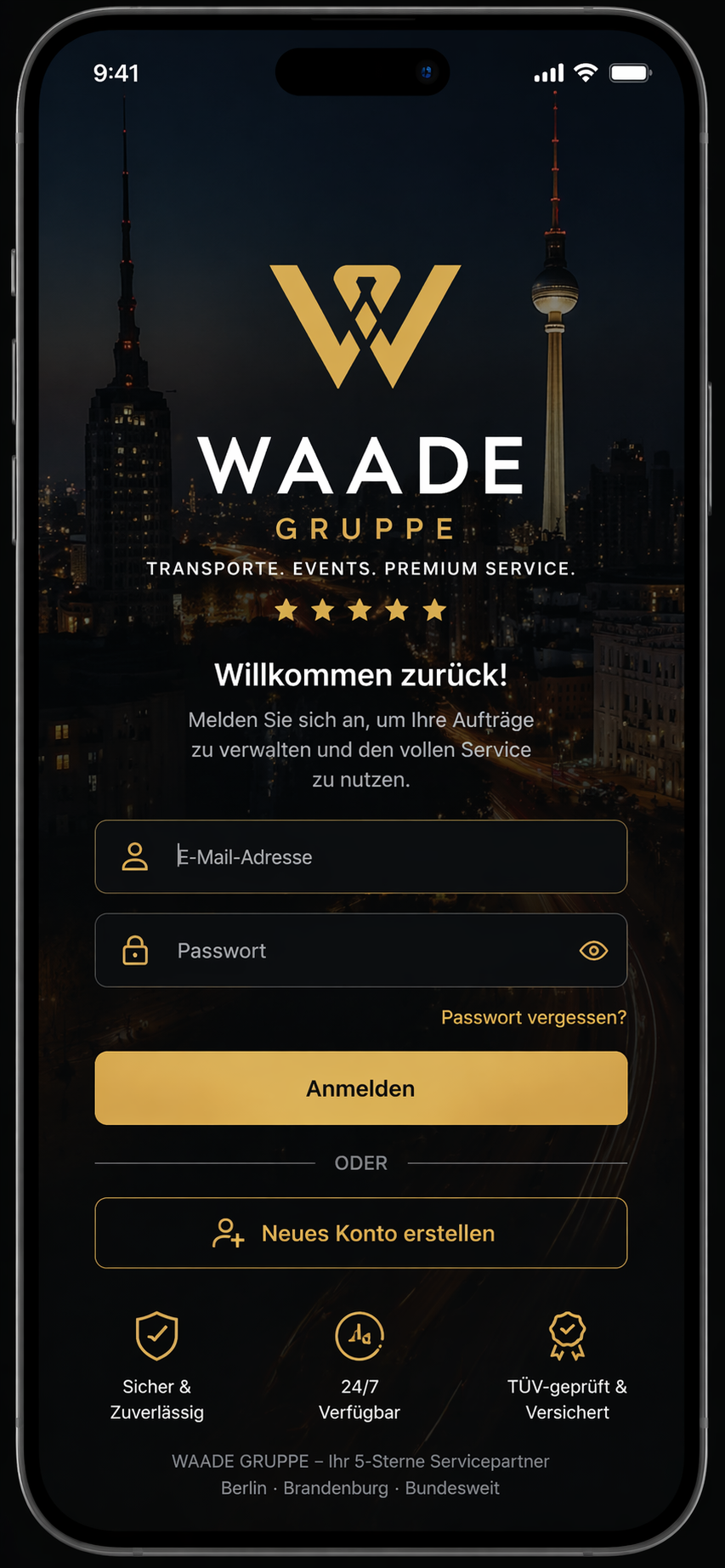 Vorschau der WAADE App